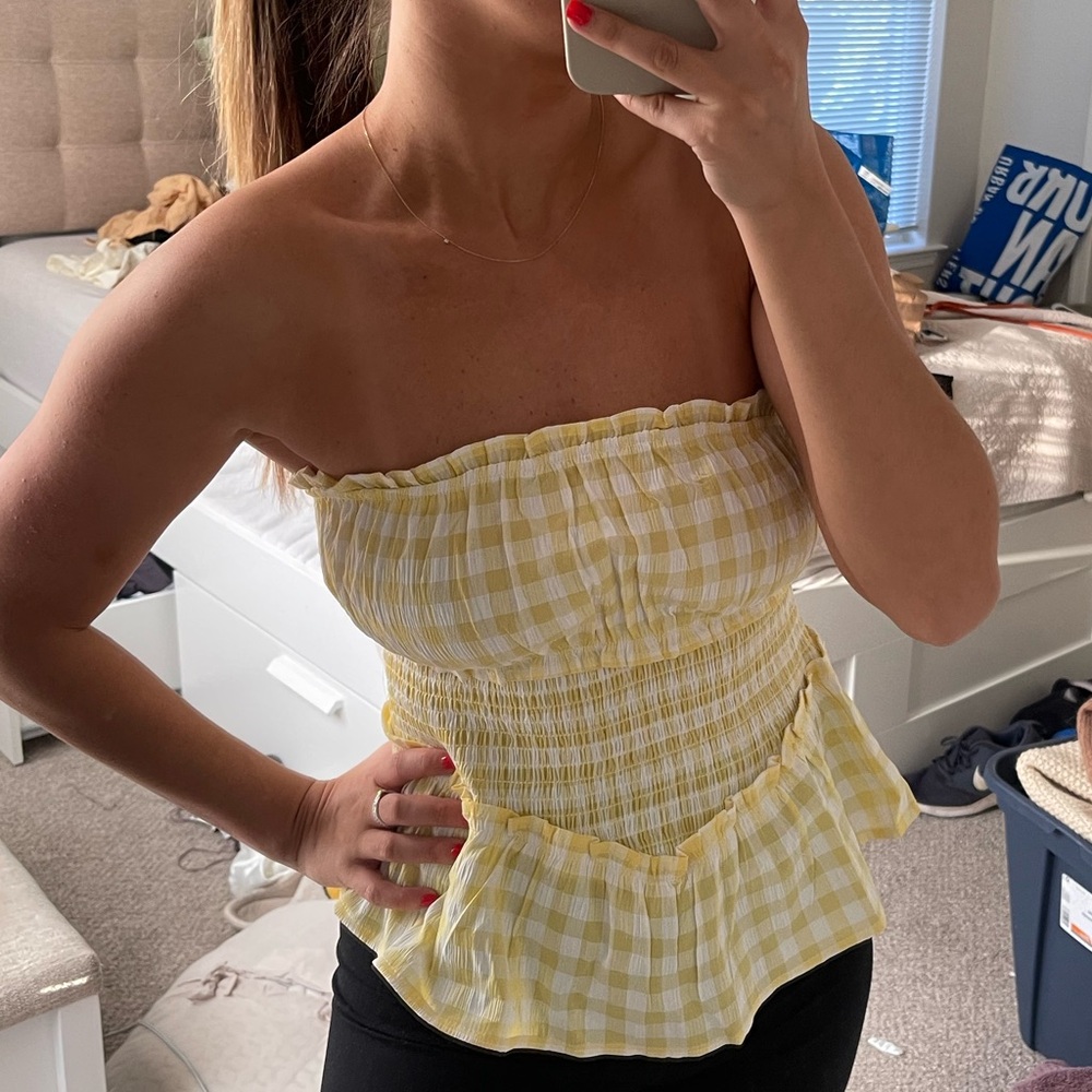 Plaid Strapless Top